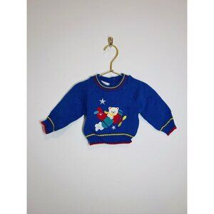 Vintage Baby Bear Sweater 3-6 months Blue